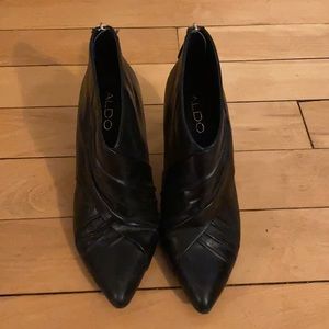 Black leather booties